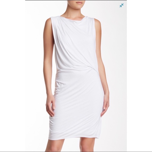 Helmut Lang White Crossover Draped Dress NWT